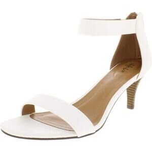 Style & Co. Womens Paycee Faux Leather Dress Sandals White 7.5 M NWOB
